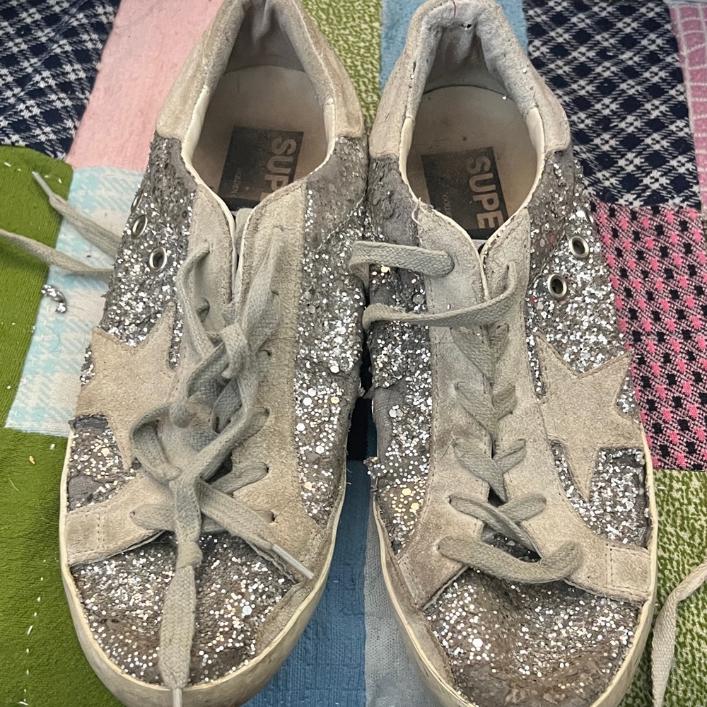 Golden Goose Silver Glitter Sneakers